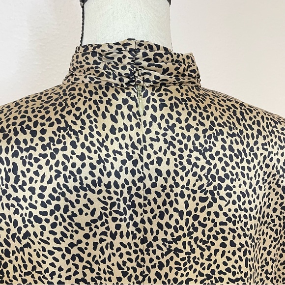 Spenser Jeremy |Silk Mock Neck Leopard Print Dress Size 12 - Picture 10 of 16